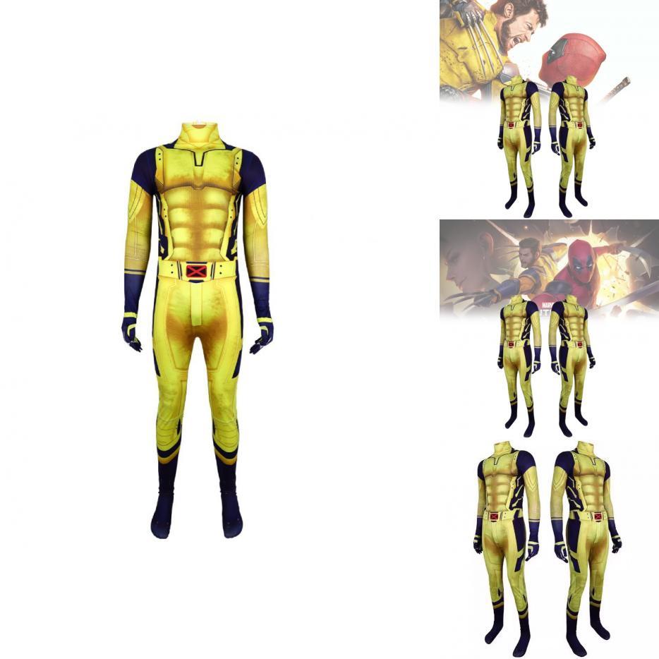 Tuta Cosplay da Supereroe Wolverine per Bambini con Tessuto Spandex Costume di Halloween