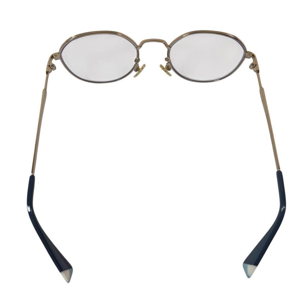 Used FURLA Glasses Titanium Smoky Blue Round Crown Panto