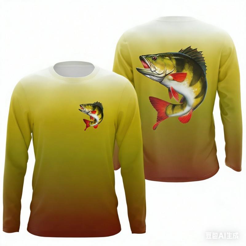 Fishing Redfish Bass Scale Pattern Breathable Graphic T Shirts Men Fashion Men's Clothing Outdoor Tee Men's Long Sleeve T-Shirt
