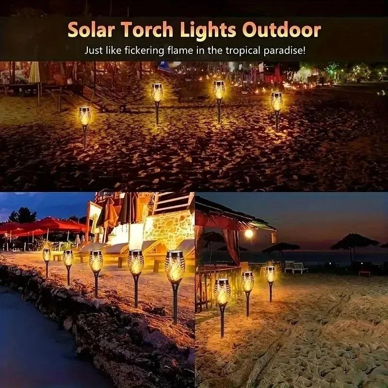 1-12PCS Solar Flame Torch Light Flickering Light12 LED Waterproof Outdoor Lawn Yard Garden Patio Pathway Lamp Saving Auto On/Off