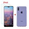 Case and Screen Protector - Apple - iPhone XR - Purple - 2PCS Tempered Glass - TPU Silicone