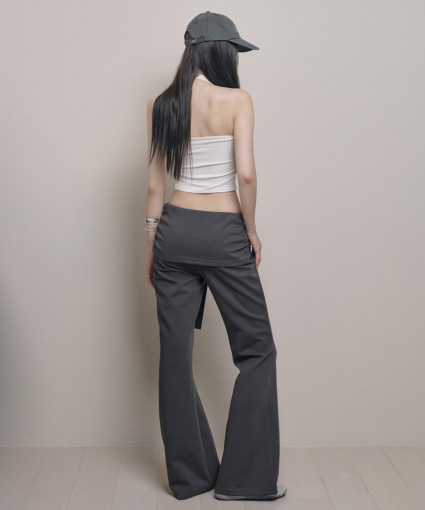 AWOSWEIB Tied Boots Cut Pants - Charcoal