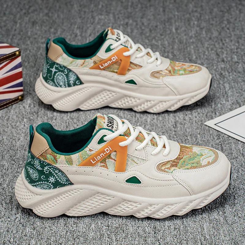 Fashion New Fashion Men's Sports Shoes Breathable Comfortable Platform Sneakers Trendy Lace-up Vulcanized Shoes Man Casual Sneakers