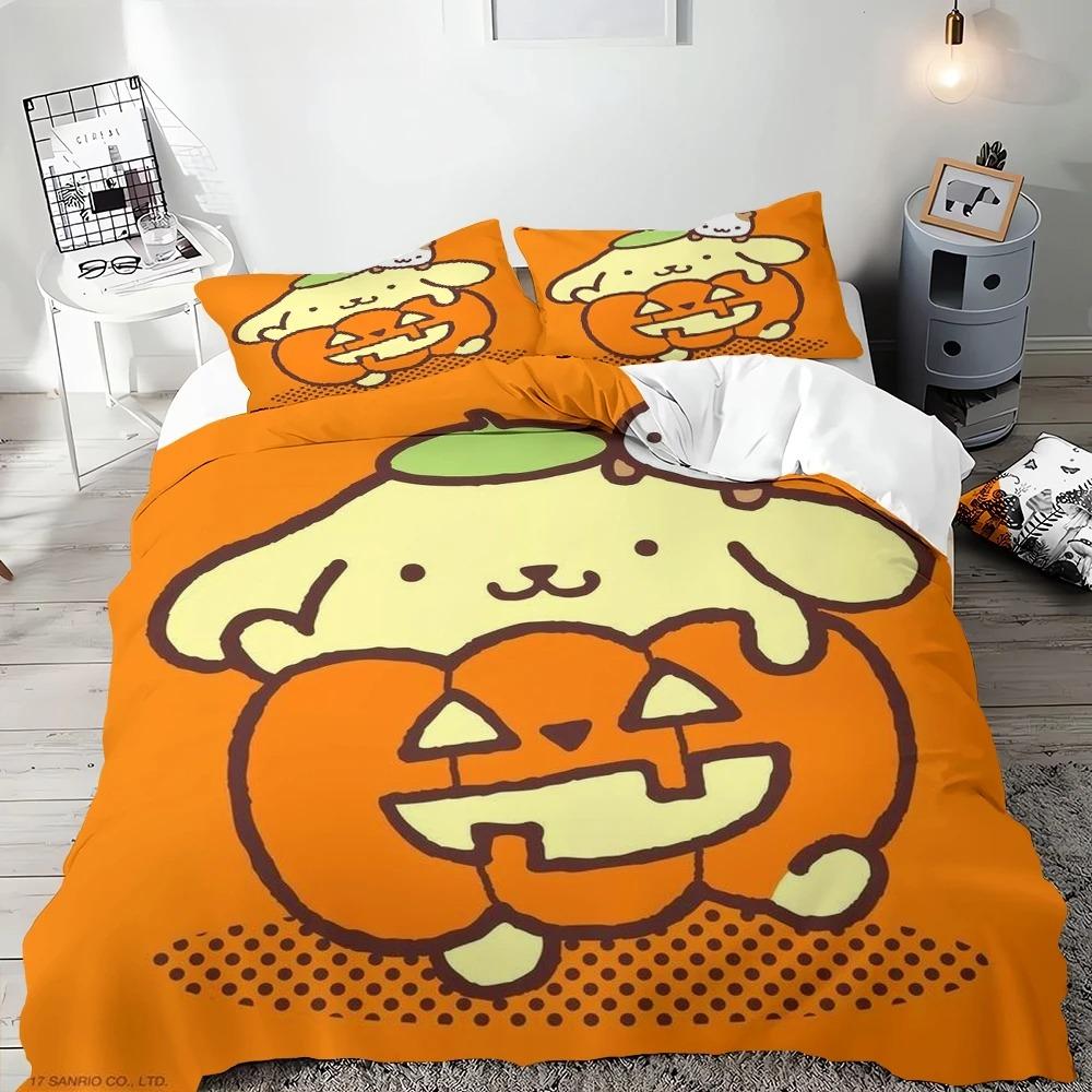 Duvet Cover Pompompurin Pillowcase Quilt Cover Needlework Bedding, Single Bed Double Bed Extra King Size Full Size Bedding Set