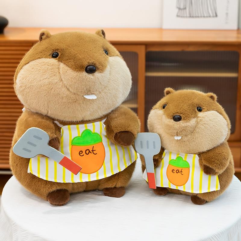 Plush Marmot Toy With Short Pile Fabric For Kids Sleep Pillow Companion