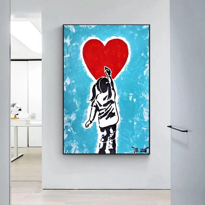 Modern Graffiti Street Panda Art Kiss of Victory Canvas Painting Wall Art Pictures Posters and Prints for Living Room Home Decor No Frame