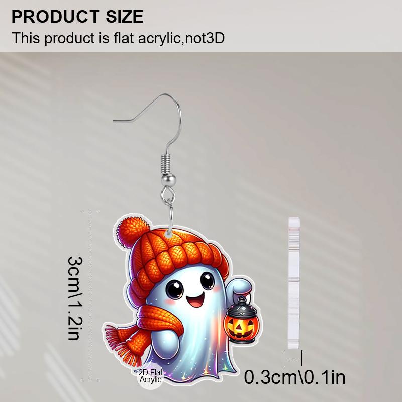 Halloween Geschenk Acryl Damenmode Hängeohrringe, Ohrringe im Geister-Kürbis-Design, Schmuck für Damen für den täglichen Gebrauch und die Feiertagsparty