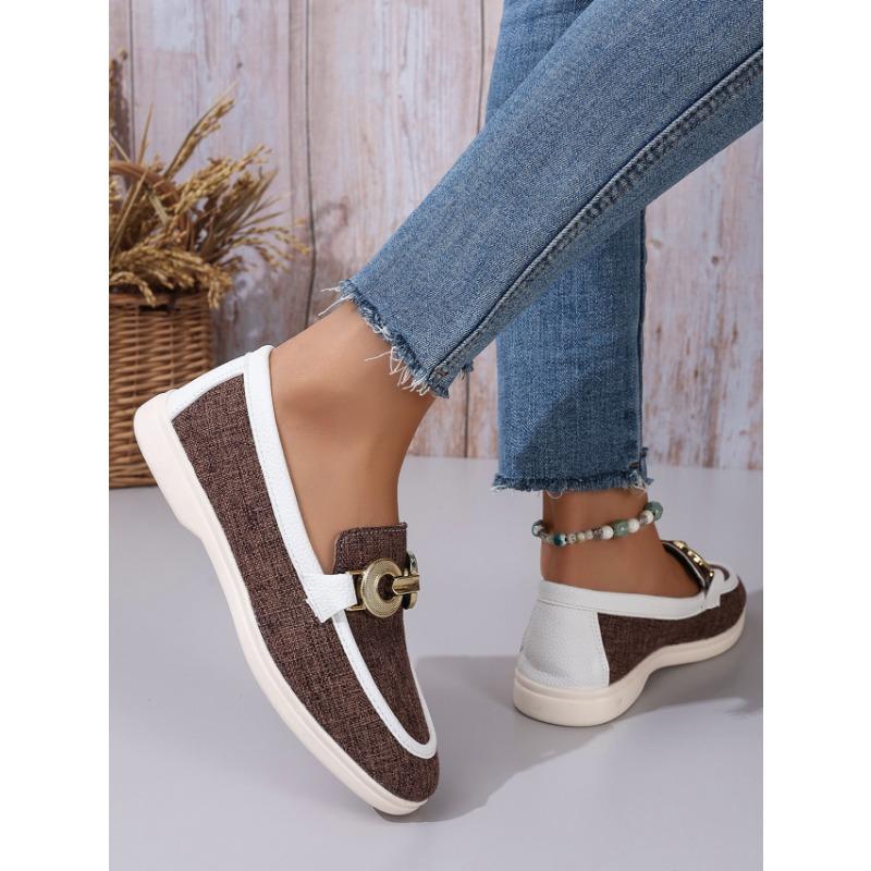 Women's Large Size Single Shoes New Shallow Chain One Foot Pedal Casual Flat Casual Shoes
