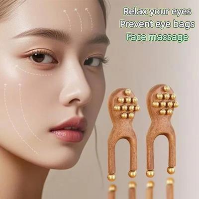 Antistatic Brass Bead Comb Handheld Handheld Comb New Wooden Nose Scraping Therapy  Acupoint Therap