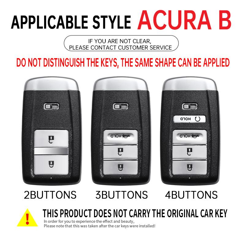 Zinc Alloy +Leather Car Key Case Cover Shell Fob For Honda Acura RLX MDX CDX TLX-L NSX RDX Holder Auto Car Keychain Accessories