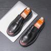Glossy One-pedal Platform Casual Leather Shoes Men's Driving Lazy Foot-covering Small Leather Shoes Loafers Doudou Leather Shoes