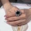 Spanish Royal Family Green Zircon Flower Ring: Women's Adjustable High-End Design with Colorful Gemstones