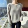 Double-Strand Thickened Cashmere Women's Long Sleeve Sweater - Plain Color, Round Neck, Autumn/Winter Base Layer.