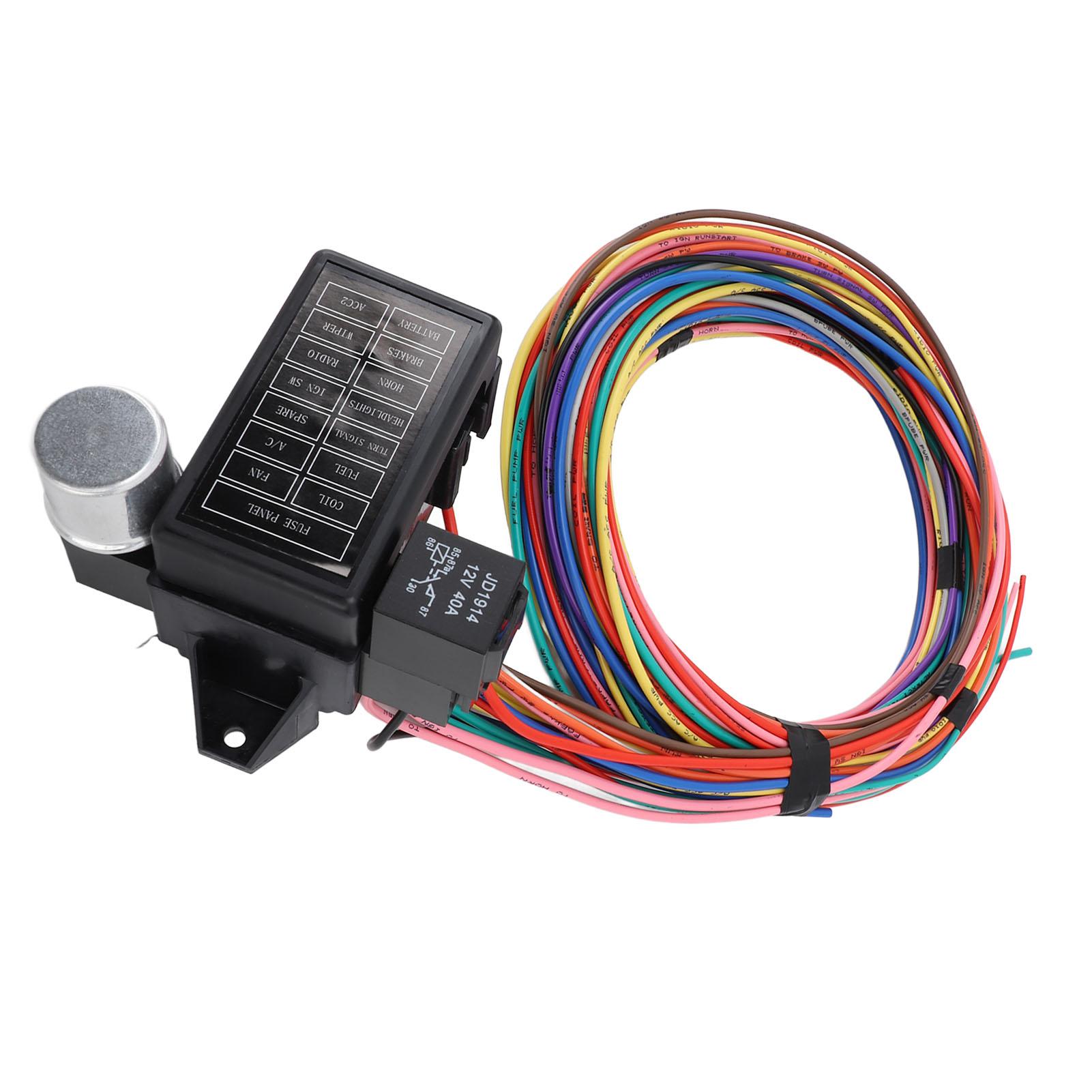 

Комплект жгутов из 14 цепей с предохранителями, электрическая защита, стабильное соединение, безопасно для классических автомобилей