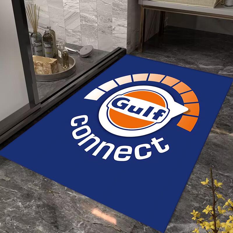 Tappeto con logo Gulf per soggiorno e camera da letto, tappetini per pavimenti, tappetino da bagno artistico, alla moda
