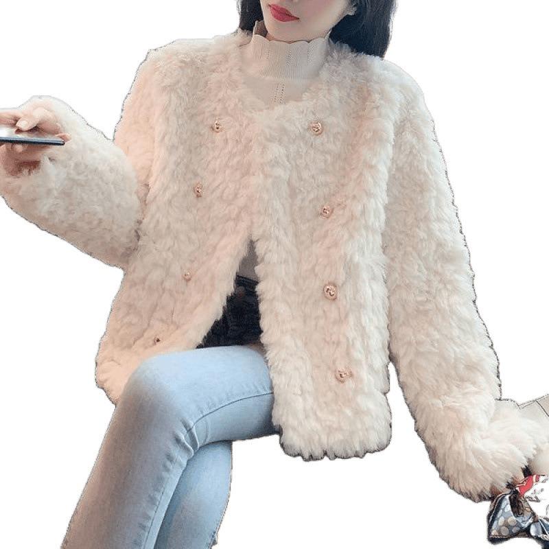 Imitation Lamb Wool Short Coat Women's Clothing Winter New Celebrity Temperament Thickened Coat Top