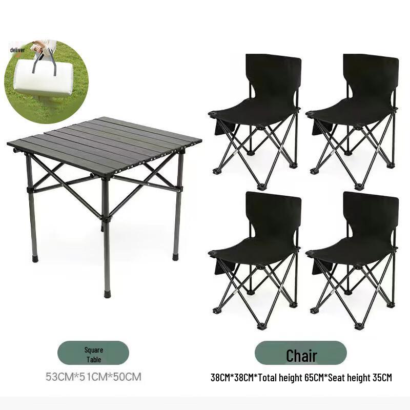 ZISIZ Outdoor Portable Folding Camping Table and Chair Set