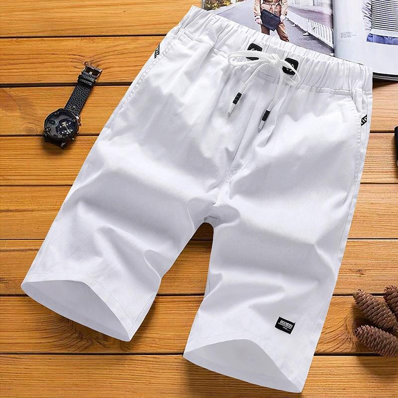 Men's Cotton Linen Shorts Beach Pants Male Summer Breathable Solid Color Trousers Fitness Streetwear