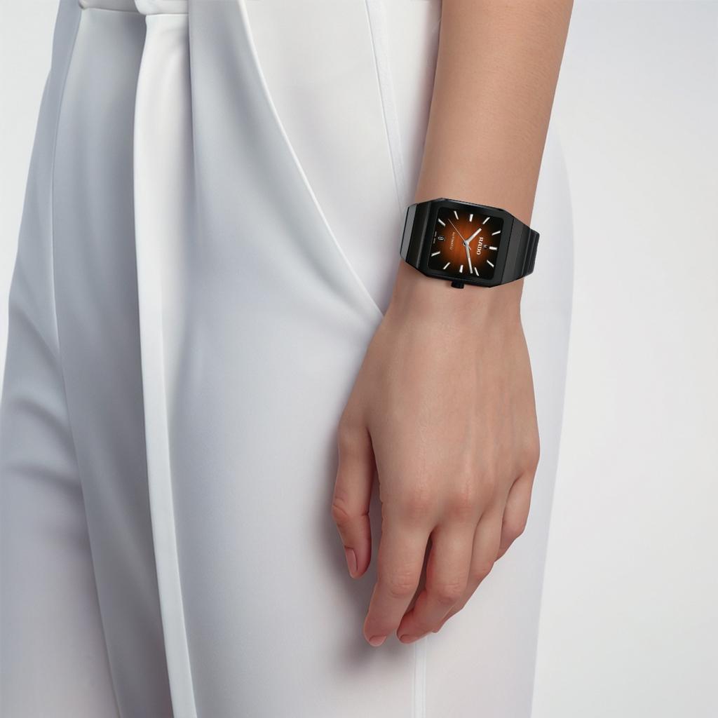 RADO Radar Arch Series Automatic Mechanical Movement Power Reserve 72 Hours Unisex Swiss Watch 32.5mm Brown Dial Ceramic Case Rubber Strap R10202309