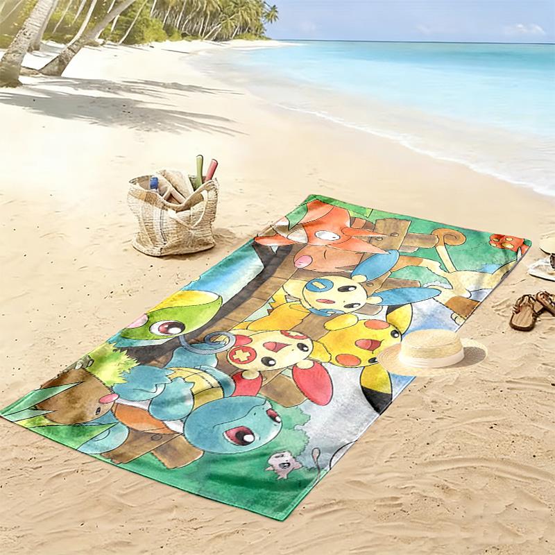 Pokémon Print Beach Towel, Large Soft Quick Dry Towel for Beach Camping Swimming
