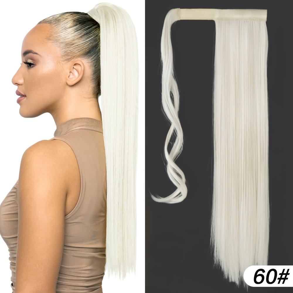 22 Inch Long Straight Ponytail Extensions Synthetic Fiber Hair Extensions Wrap Around Straight Ponytail Extensions For Women Hair Accessories