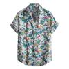 Summer Men's Fashion Trend Short-Sleeved Beach Print Single-Breasted Lapel Shirt