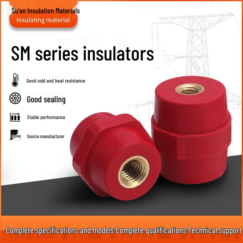 SM Red Low Voltage High Strength Spindle Insulator, Post Type, Available in Sizes 25-76.