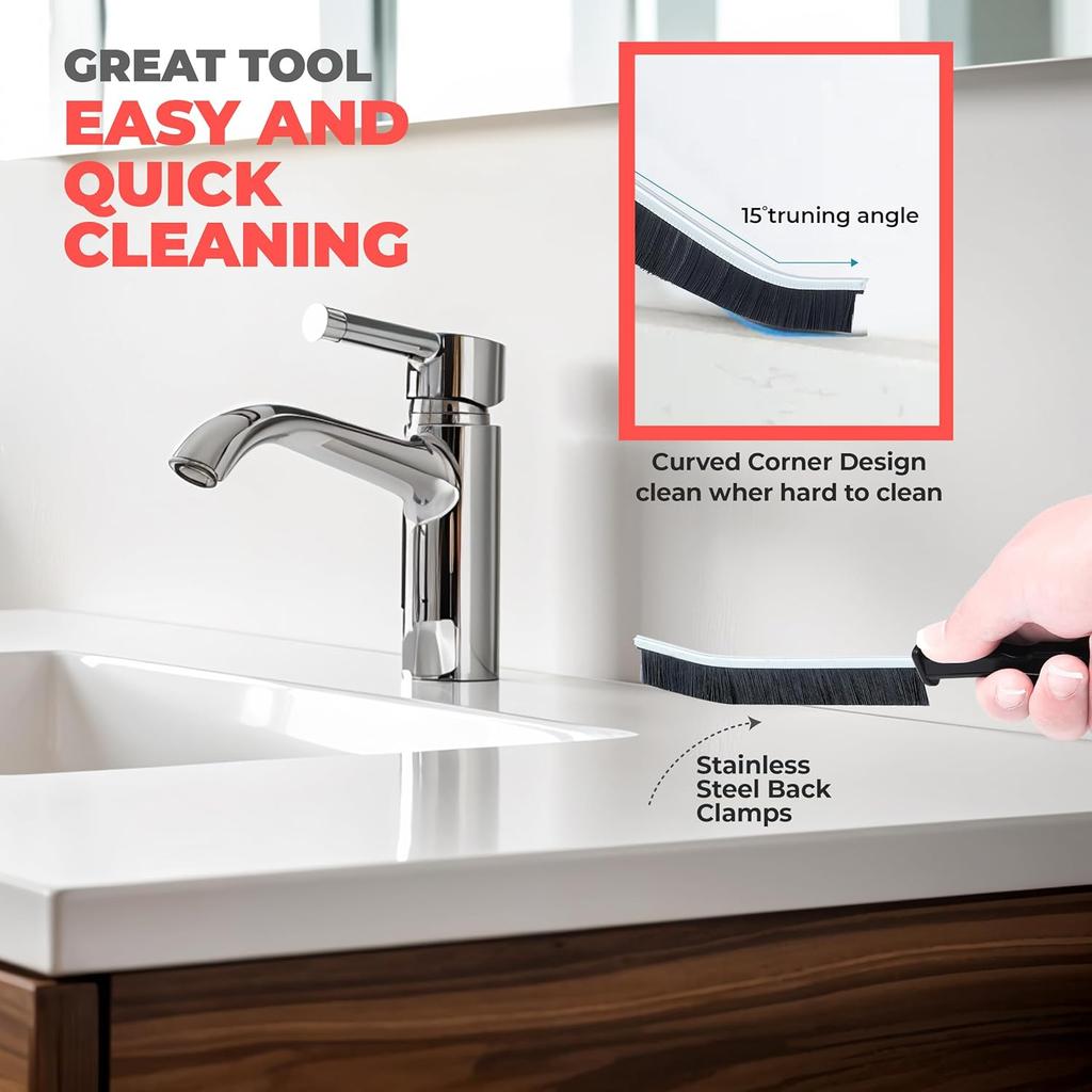 Scurvy Crevice Cleaning Brush, Multi-Purpse Hard Bristle Grout Brush for Cleaning Bathroom, Kitchen, Tiles, Corners, Teapot, Bottle, Tight Spaces &