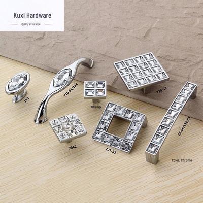 Moderne Chroom Kristal en Diamant Ingelegde Zinklegering Europese Stijl Kast Lade Handgreep
