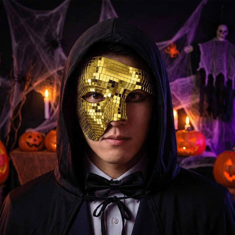 Glitter Material Disco Ball Mirror Mask Steampunk Style Costume Mask Halloween Costume
