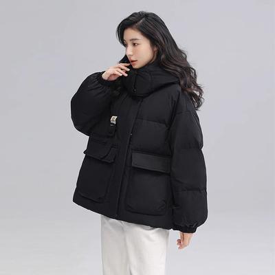 Hooded Short Down Jacket Women's 2025 Winter Fashion Design Sense Warm White Duck Down Small Bread Jacket