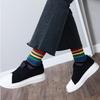 12 Women's Rainbow Mid-Calf Socks 3-Pair Set Cotton Socks