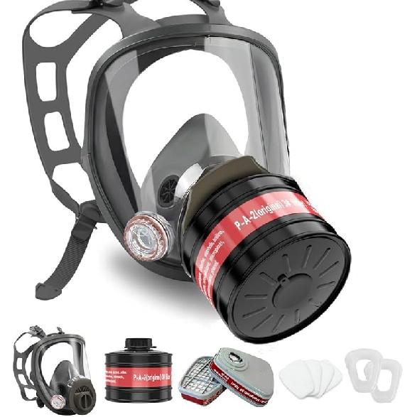 Full Face Gas Mask Survival Nuclear and Chemical with 40mm Activated Carbon Filter and 6001 Filter Chemical Gas Mask