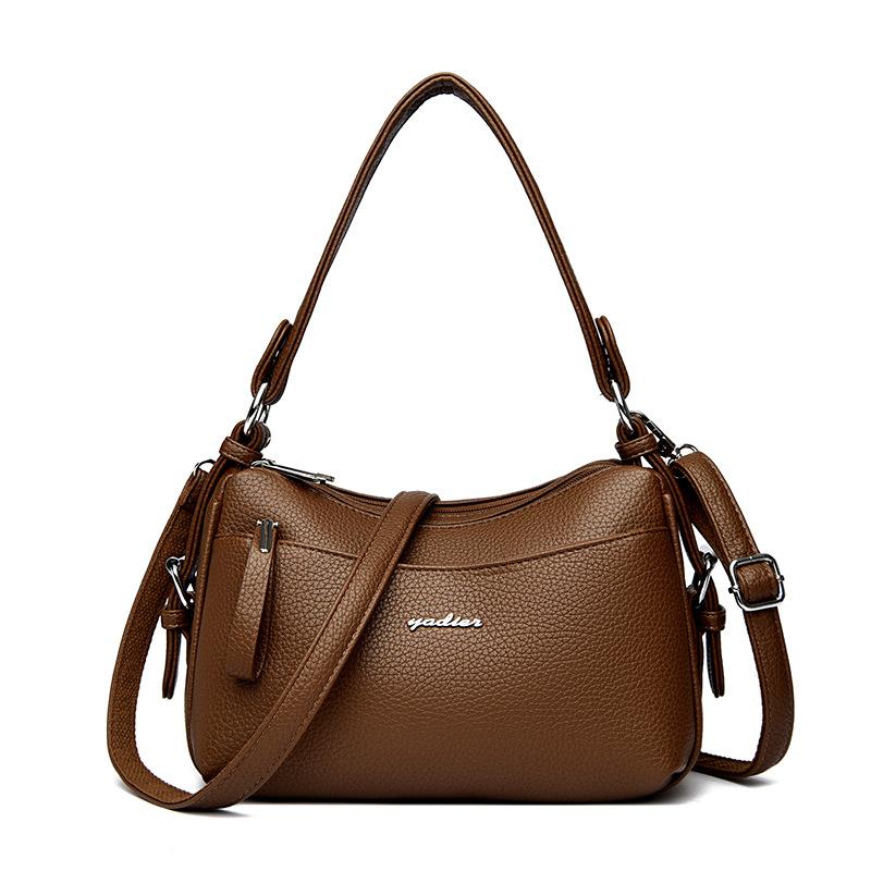 

Single Shoulder Bag New Women s Niche High-end Women s Bag Summer Office Worker Large Capacity Women s Commuting Handbag коричневый