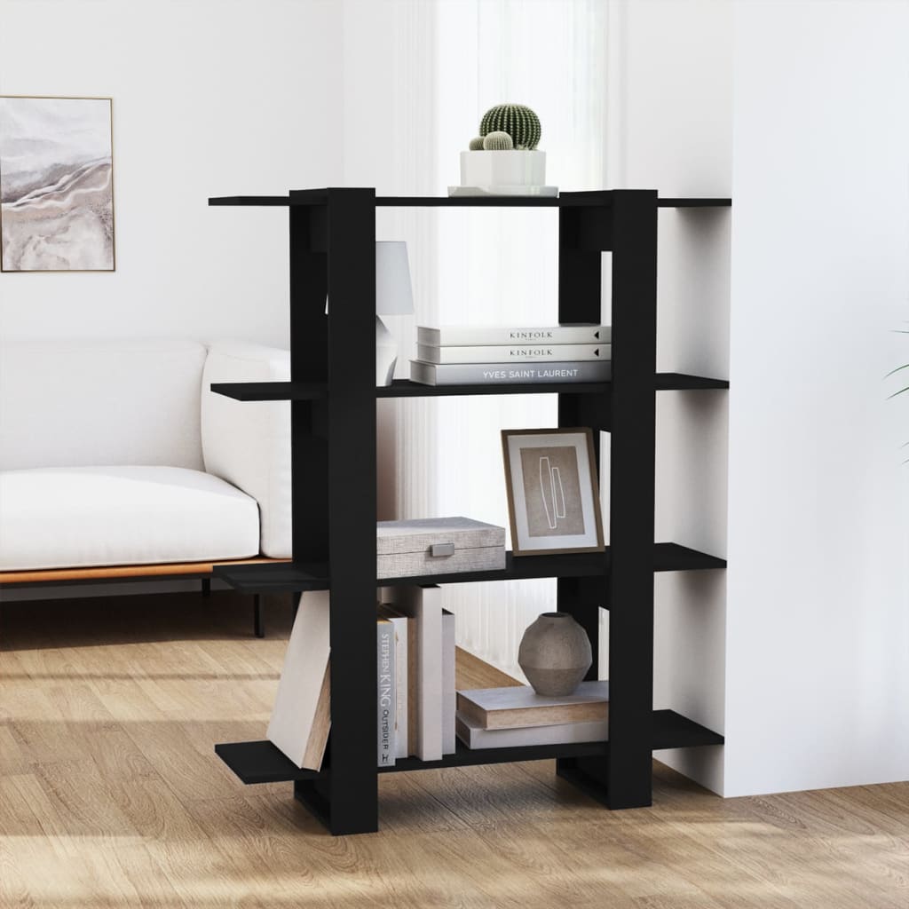 Bookshelf Room Divider Black 100x30x123.5 cm