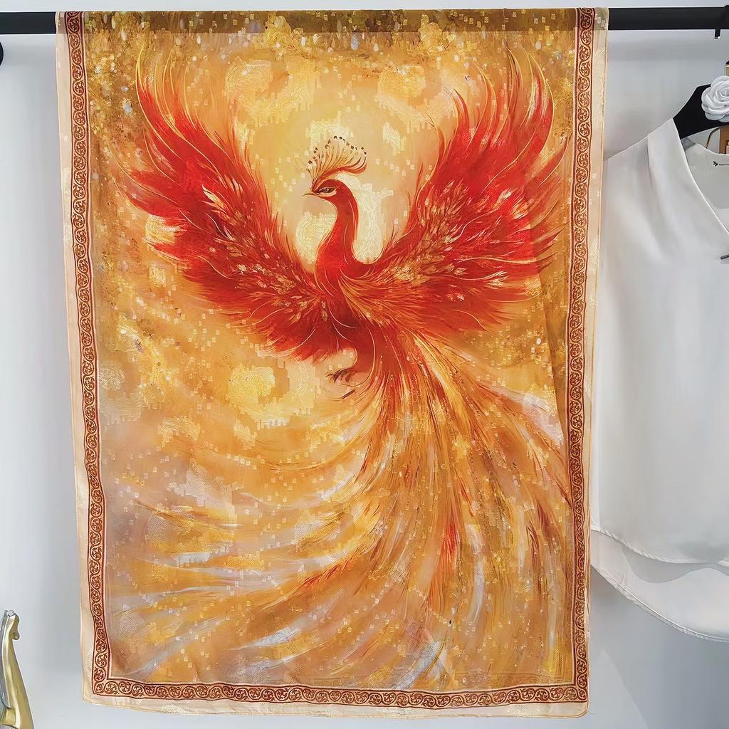 Simulationsseide Mode Blume-Schnitt Seidenschal Damen Einseitig Zweifarbig Blume Retro Schal