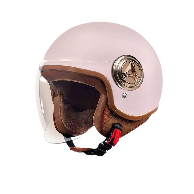 

Мужской и женский всесезонный шлем для электромобиля, простой ветрозащитный мотоциклетный безопасный полушлем розовый