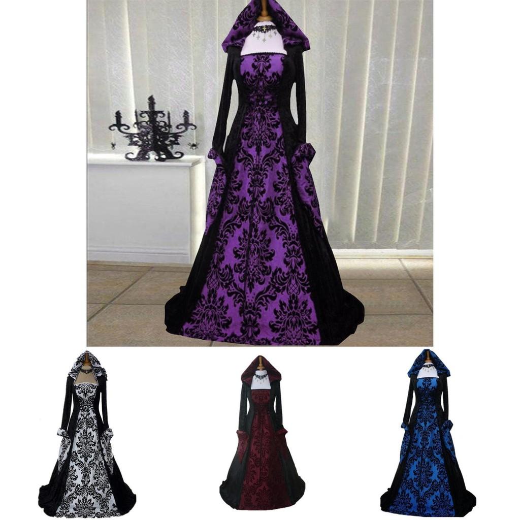Medieval Renaissance Dress For Women In Milk Silk With 3d Pattern For Stage Performance