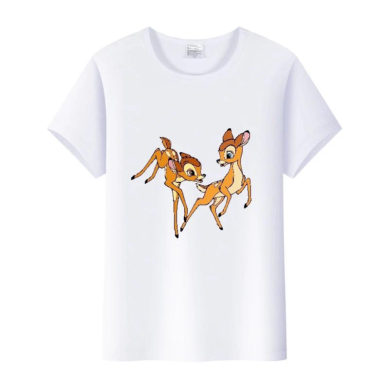 Mode Bluse Disney Cartoon Bambi Mädchen T-Shirts Sommer Crop Tops Ästhetisch Y2K Harajuku Kurzarm Kleidung Für Frauen T-Shirts