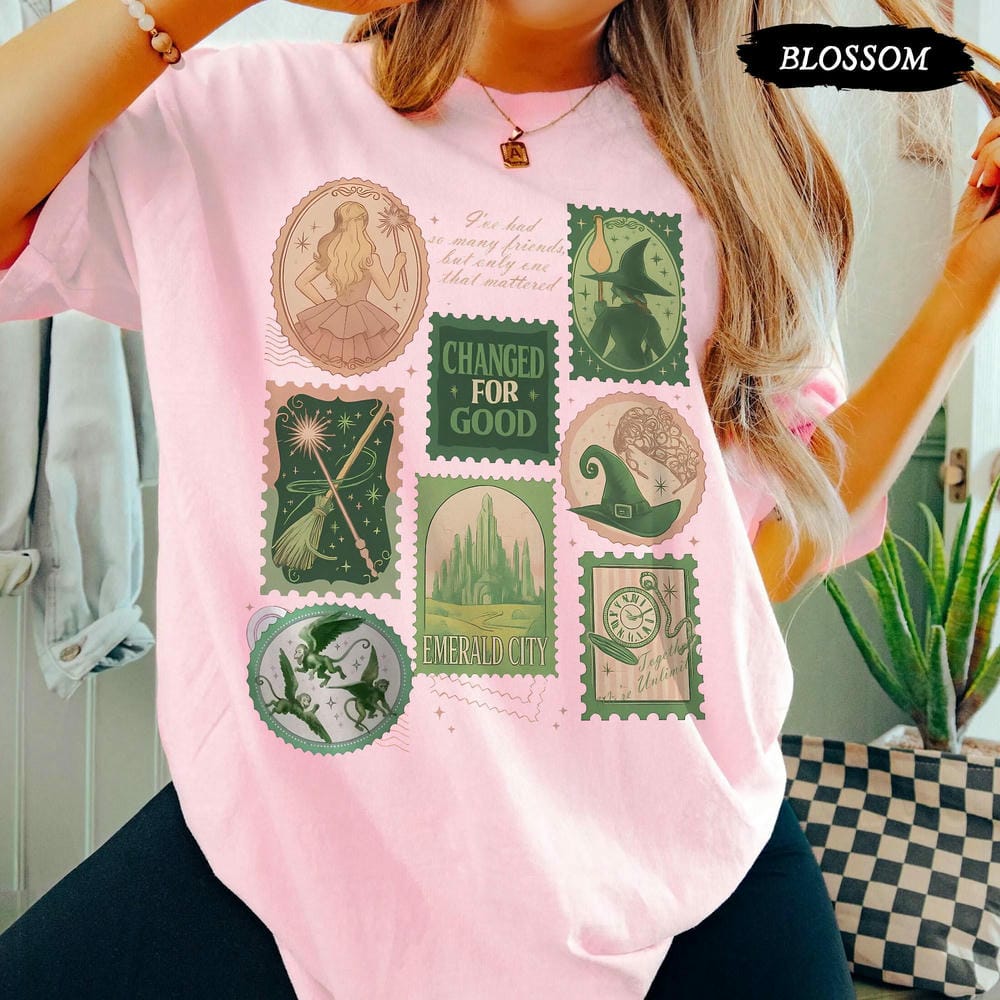 Vintage Wicked Changed for Good Stamps Shirt Wizard Movie Inspired Shirt Musical Fan Dark Acedemia Unisex Y2K Shirt Streetwear