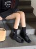 Autumn Retro Lace-Up Chunky Heel Square Toe Leather Shoes for Women