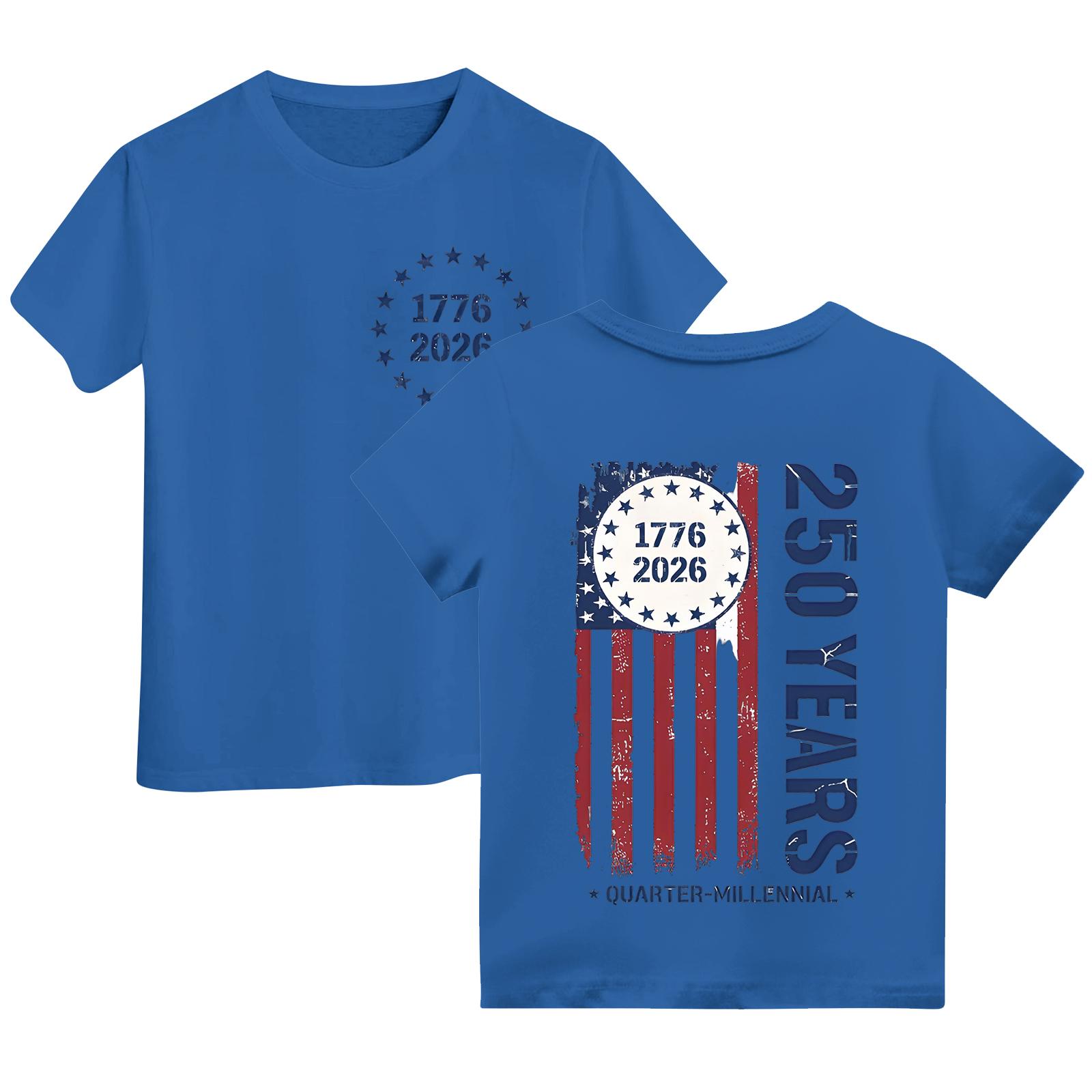 

Повседневная модная футболка с коротким рукавом и круглым вырезом 140 синий