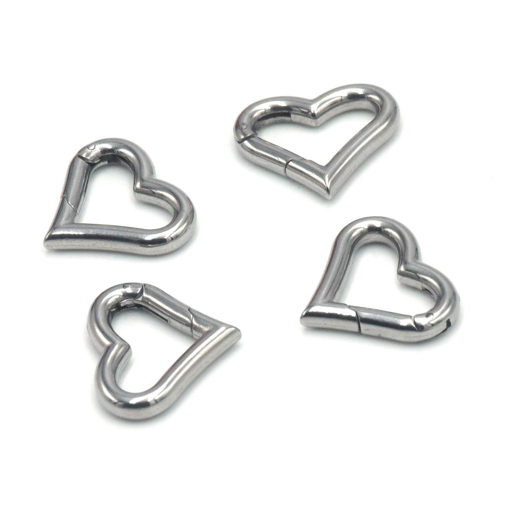 Stainless Steel Heart-shaped Function Spring Buckle Luggage Clasp Keychain Pendant Snap Button DIY Jewelry Accessory Wholesale