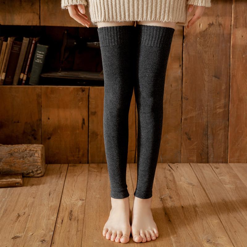 1 paire de bas d'hiver tricotés pour femmes, Protection des jambes, chauds, résistants au froid, élastiques, antidérapants, chauds, doux, ajustés, jambières, chaussettes de cuisse, couvre-pieds