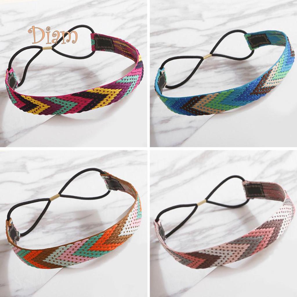 Tenfyer Ethno-Stil Boho Damen elastische geflochtene Stirnbänder Kopfbedeckung Haarband Zubehör