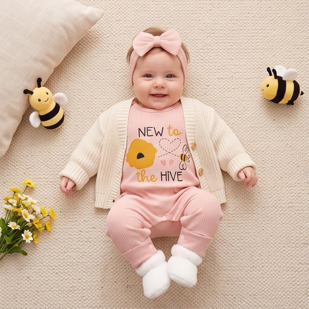 Unisex Baby Baumwolle Langarm mit Buchstabenaufdruck für Frühling Winter