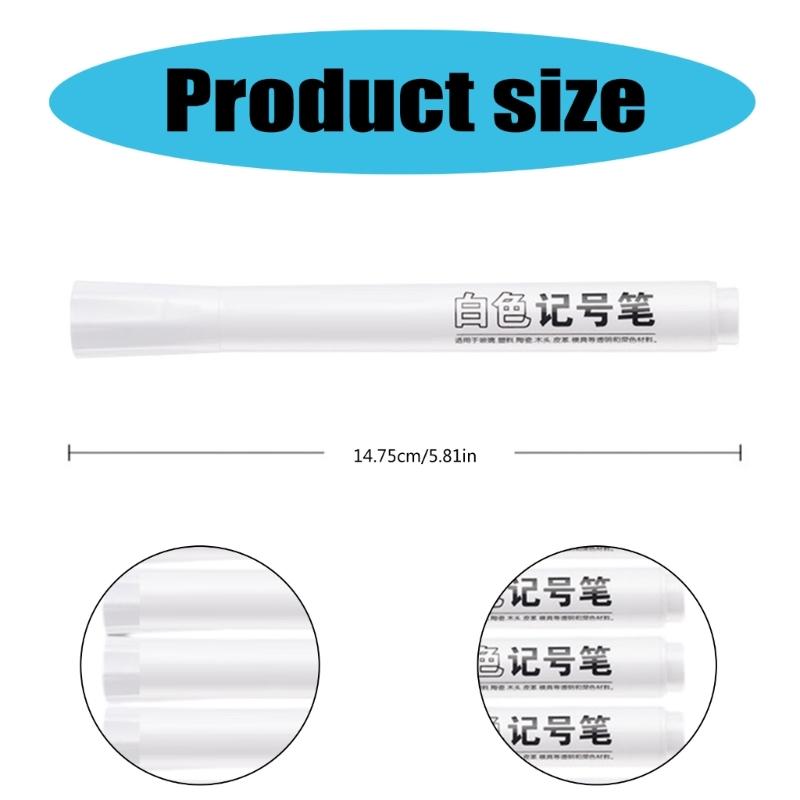10x/Set Waterproof Marker Pens White Paint Marker Pens Quick-drying Markers Permanent Markers for School