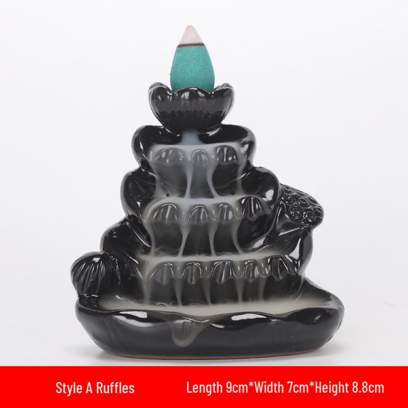 Multiple Styles Ceramic Backflow Incense Burner for Home, Office, Tea Room, with Backflow Incense Cones