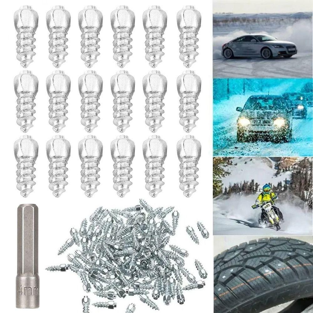 50pcs New 4x9mm 4x12mm Car Snow Tyre Studs Anti Ice Anti Skid Tire Studs Screw Stainless Steel Wheel Lugs Auto Accessories