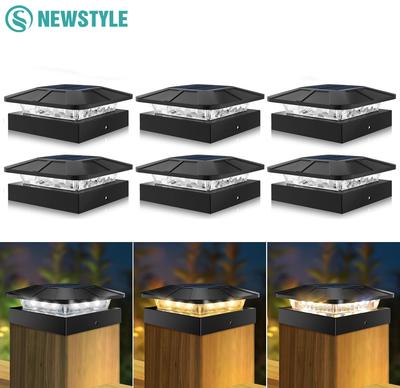 4x4in Solar Post Cap Lights Outdoor with 3 Modes Waterproof Fence Light Solar Powered for Deck Yard Garden Patio Outside Decor
